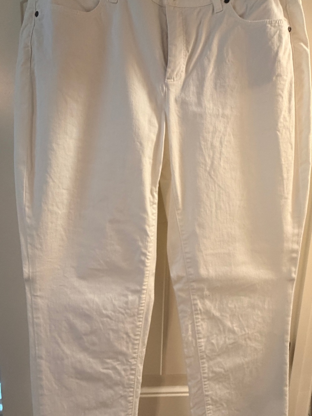 Talbots White Women's Jeans with Branded Metal Button Detail